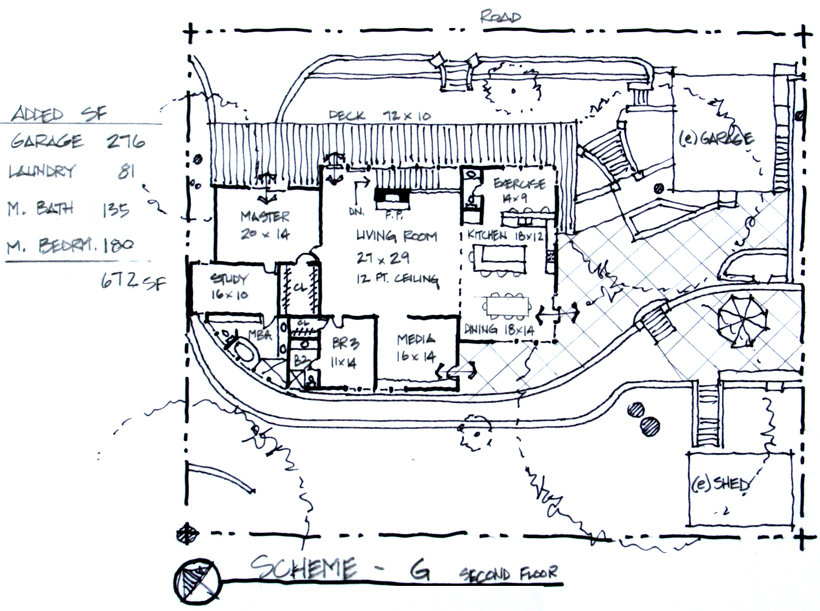 Lakeside Addition & Wholehouse Remodel, ENR architects, Granbury, TX 76049 - Sketch 2nd Floor Plan G